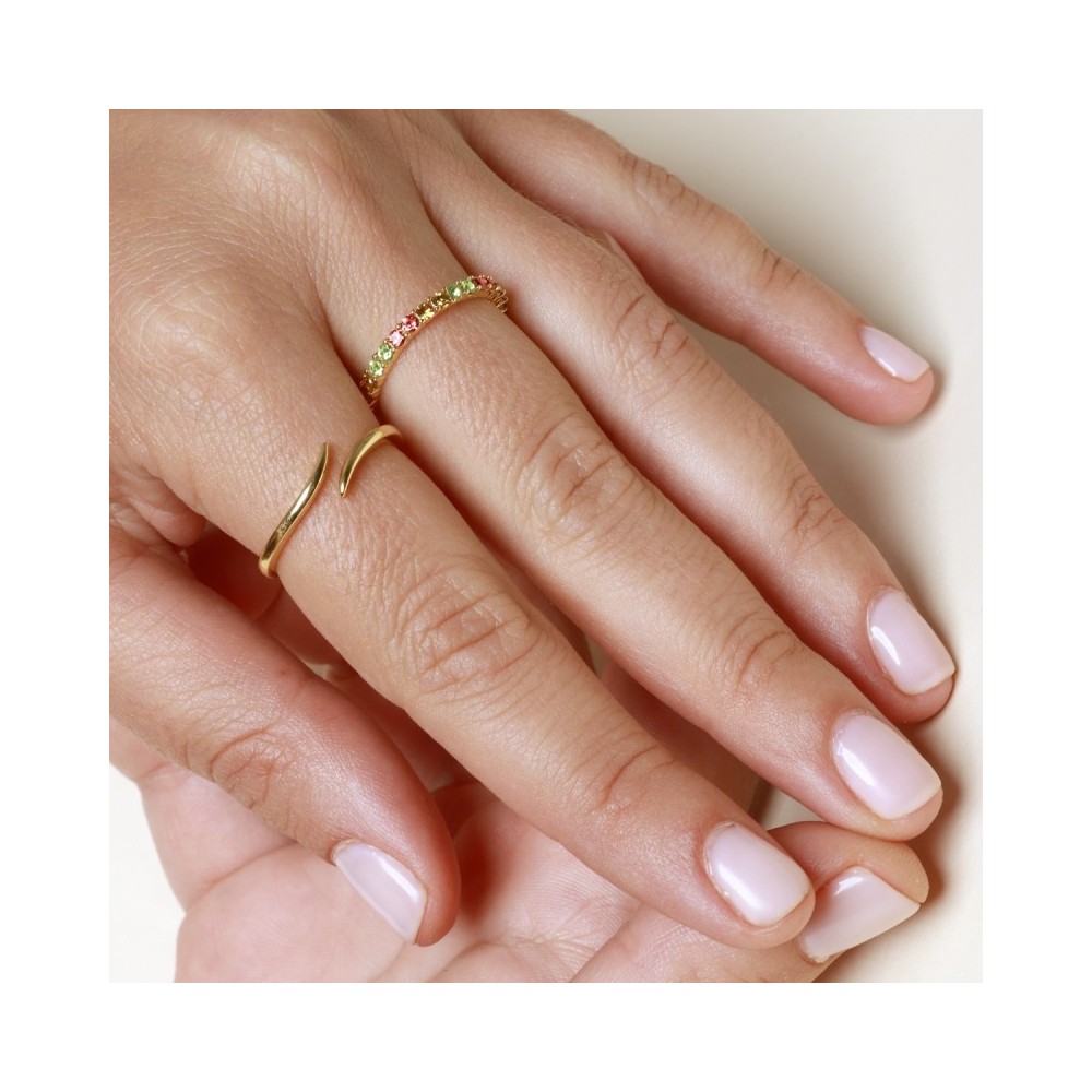 ANILLO TOTAL CIRCONITA BLANCAS GRANDES - PLATA 925 DORADA