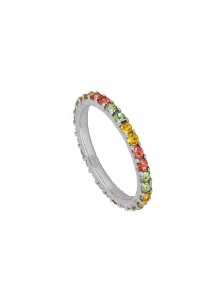 ANILLO TOTAL  CIRCONITA BLANCAS GRANDES - PLATA DE LEY RODIADA