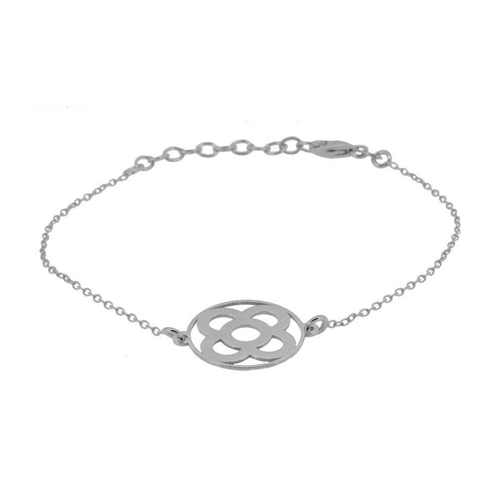 PULSERA CON PIEZA REDONDA FLOR DE BARCELONA 14MM PLATA