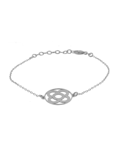 PULSERA CON PIEZA REDONDA FLOR DE BARCELONA 14MM PLATA