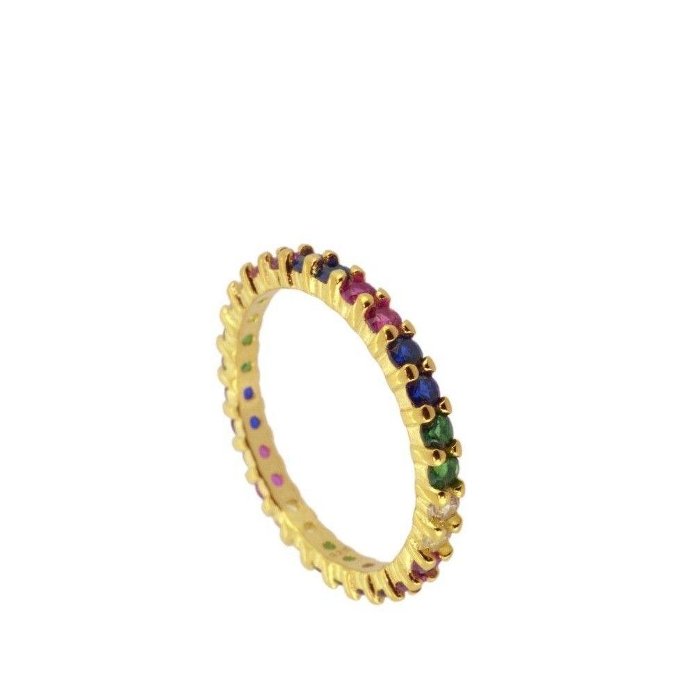 ANILLO TOTAL CIRCONITA BLANCAS GRANDES - PLATA 925 DORADA