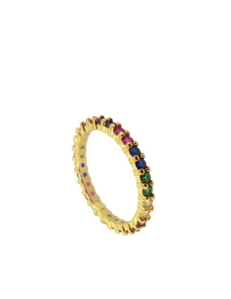 ANILLO TOTAL CIRCONITA BLANCAS GRANDES - PLATA 925 DORADA