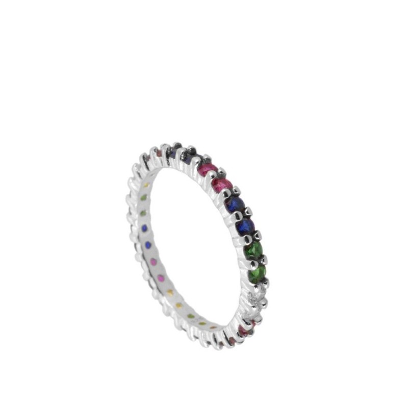 ANILLO TOTAL CIRCONITA BLANCAS GRANDES - PLATA 925 DORADA