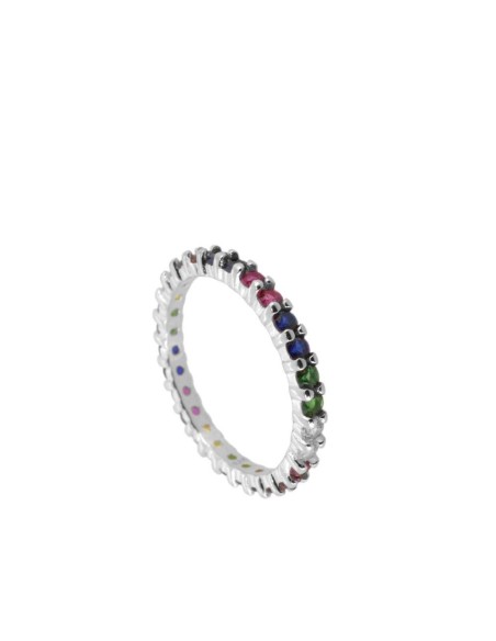 ANILLO  "FOREVER" TOTAL CIRCONITAS MULTICOLOR - PLATA 925 DORADA