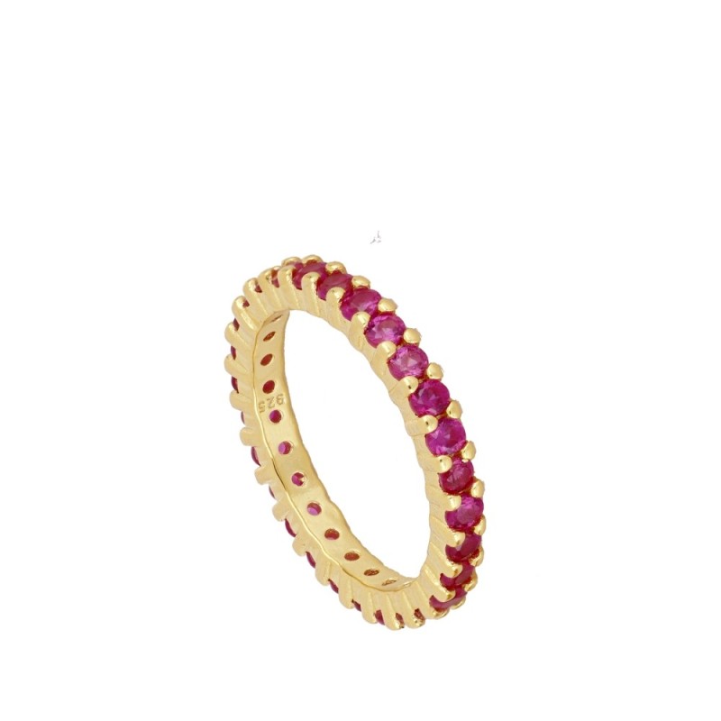 ANILLO TOTAL CIRCONITA RUBÍ - PLATA 925 DORADA
