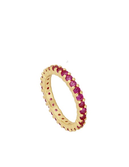 ANILLO TOTAL CIRCONITA RUBÍ - PLATA 925 DORADA