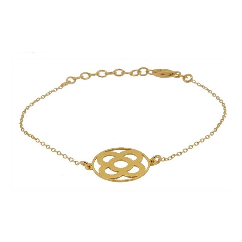 PULSERA CON PIEZA REDONDA FLOR DE BARCELONA 14MM PLATA DORADA