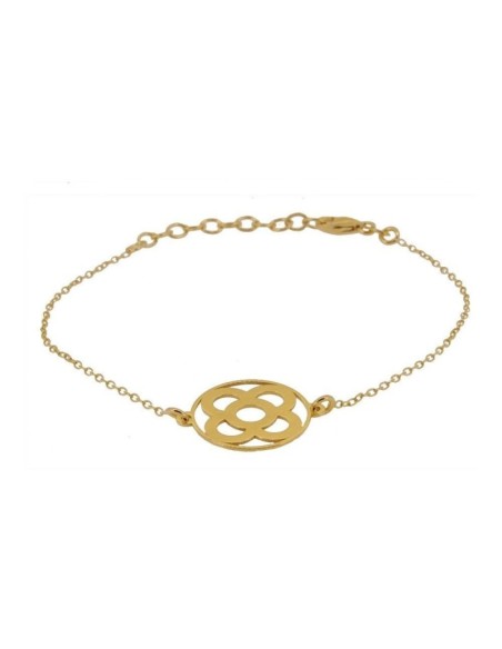 PULSERA CON PIEZA REDONDA FLOR DE BARCELONA 14MM PLATA DORADA