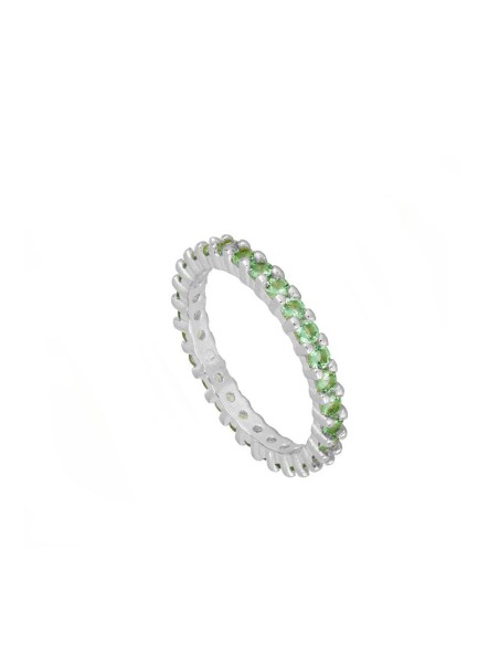 ANILLO TOTAL CIRCONITAS VERDES- PLATA DE LEY RODIADA