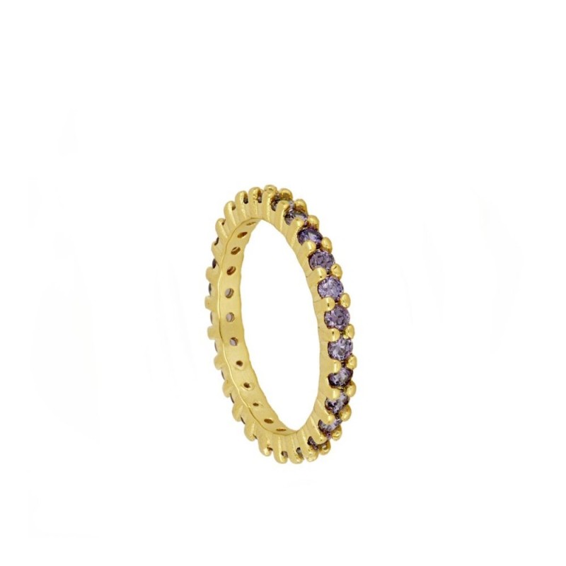 ANILLO TOTAL CIRCONITA BLANCAS GRANDES - PLATA 925 DORADA