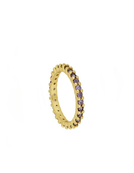 ANILLO TOTAL CIRCONITAS LILAS- PLATA DE LEY RODIADA