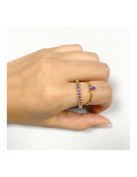 ANILLO TOTAL CIRCONITAS LILAS- PLATA DE LEY RODIADA