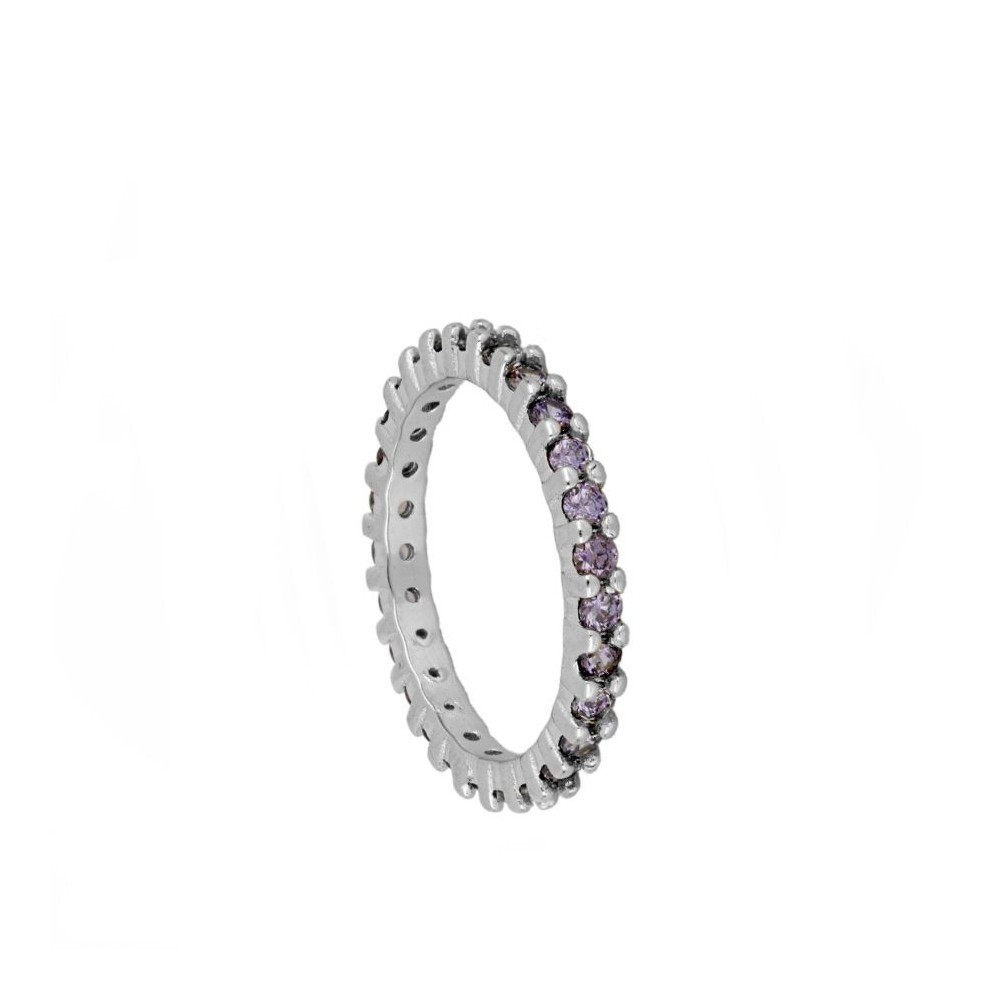 ANILLO TOTAL CIRCONITAS LILAS- PLATA DE LEY RODIADA