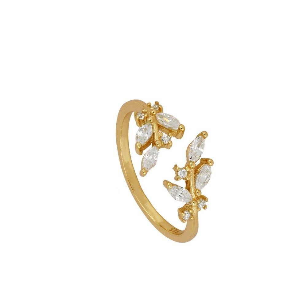 ANILLO "NATURA ELEGANCE" DE CIRCONITAS DE PLATA 925 BAÑADA EN ORO 18K