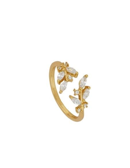 ANILLO "NATURA ELEGANCE" DE CIRCONITAS DE PLATA 925 BAÑADA EN ORO 18K