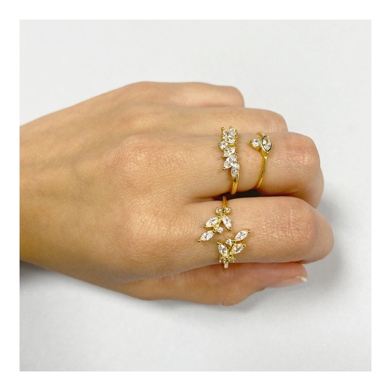 ANILLO "NATURA ELEGANCE" DE CIRCONITAS DE PLATA 925 BAÑADA EN ORO 18K 2
