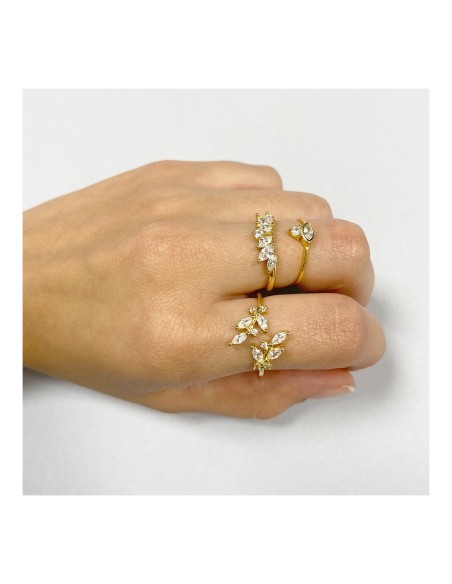 ANILLO "NATURA ELEGANCE" DE CIRCONITAS DE PLATA DE LEY RODIADA