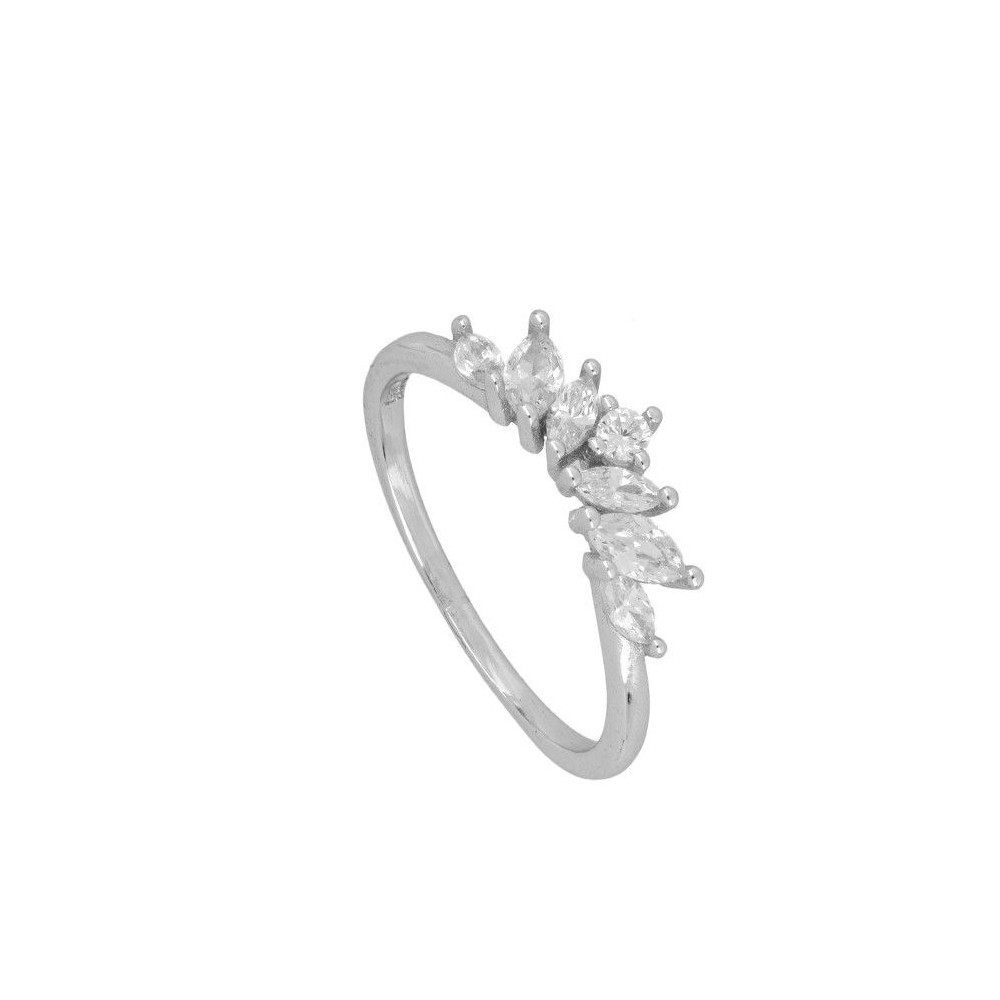 ANILLO "LUCIANA" CON CIRCONISTAS BLANCAS DE PLATA RODIADA