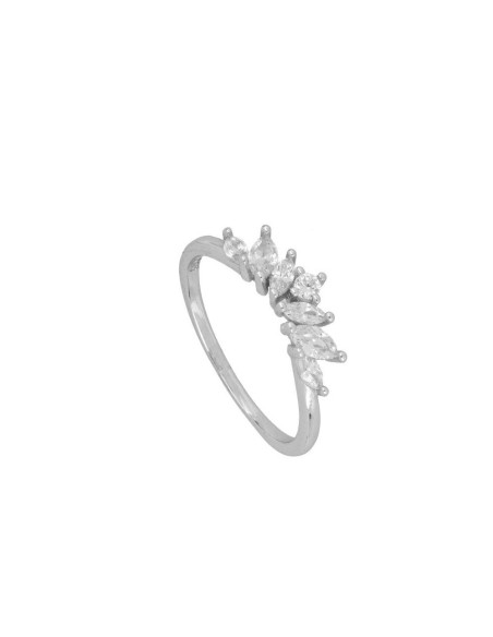 ANILLO "LUCIANA" CON CIRCONISTAS BLANCAS DE PLATA RODIADA