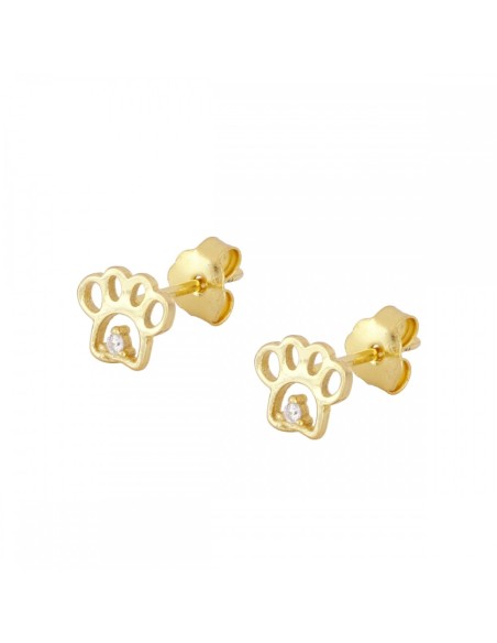 PENDIENTES "HUELLAS BRILLANTES" DE PLATA 925 BAÑADA EN ORO Y CIRCONITA
