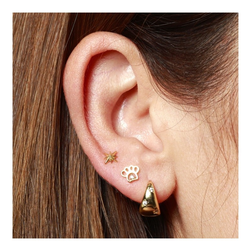 PENDIENTES "HUELLAS BRILLANTES" DE PLATA 925 BAÑADA EN ORO Y CIRCONITA 2