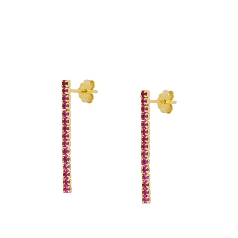 PENDIENTE RIVIERE CZ FUCSIA LARGO 3CM - PLATA 925