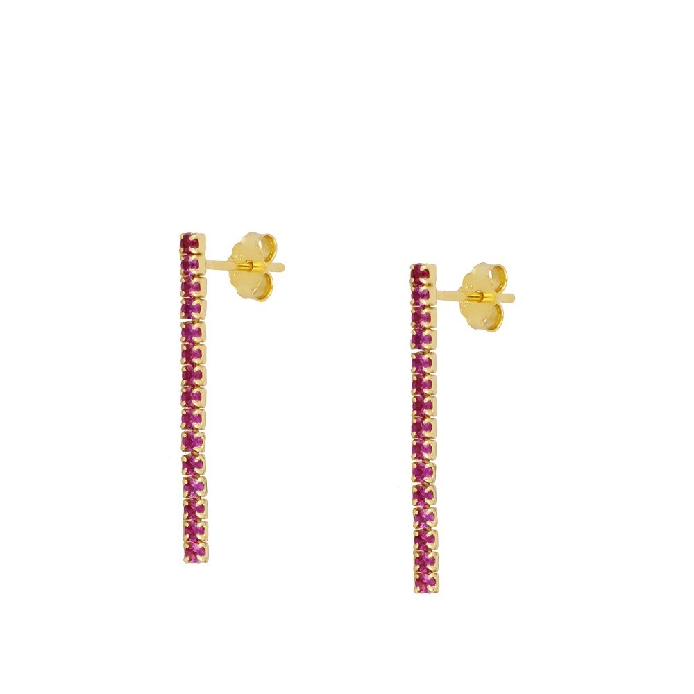 PENDIENTE RIVIERE CZ FUCSIA LARGO 3CM - PLATA 925