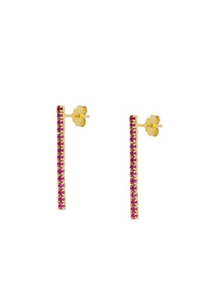PENDIENTE RIVIERE CZ FUCSIA LARGO 3CM - PLATA 925