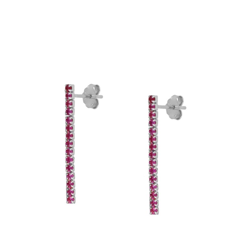 PENDIENTE RIVIERE CZ FUCSIA LARGO 3CM - PLATA 925