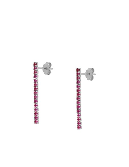 PENDIENTE RIVIERE CZ FUCSIA LARGO 3CM - PLATA 925