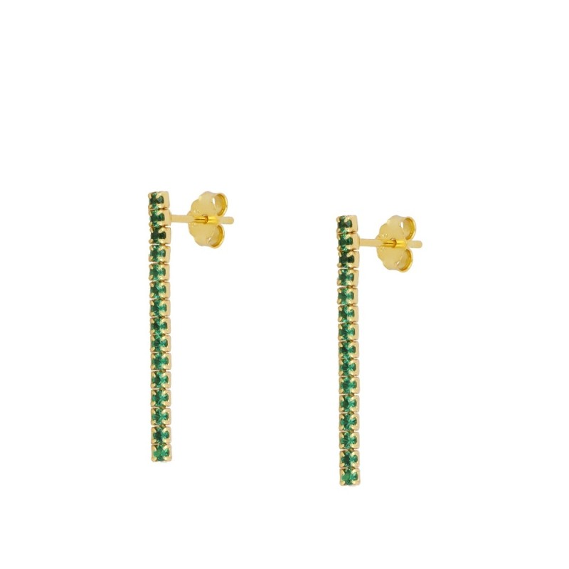 PENDIENTE RIVIERE CZ VERDE LARGO 3CM - PLATA 925