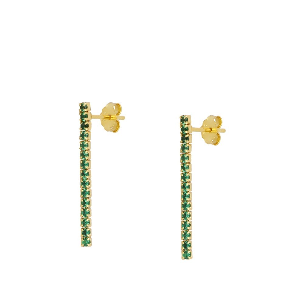 PENDIENTE RIVIERE CZ VERDE LARGO 3CM - PLATA 925