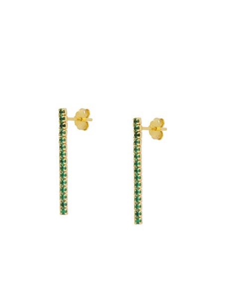 PENDIENTE RIVIERE CZ VERDE LARGO 3CM - PLATA 925