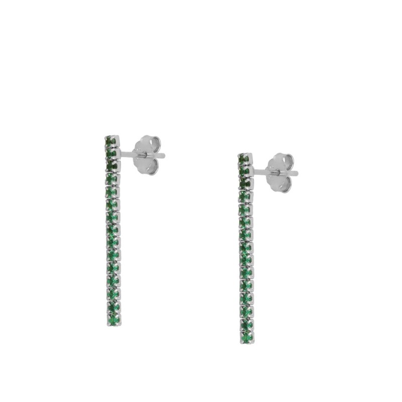 PENDIENTE RIVIERE CZ VERDE LARGO 3CM - PLATA 925