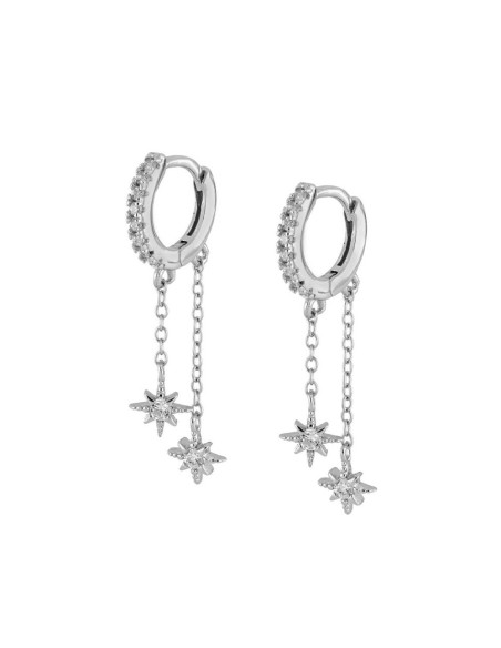 copy of PENDIENTES  CZ BLANCAS CON DOS ESTRELLAS  DE PLATA 925 BAÑADA EN ORO