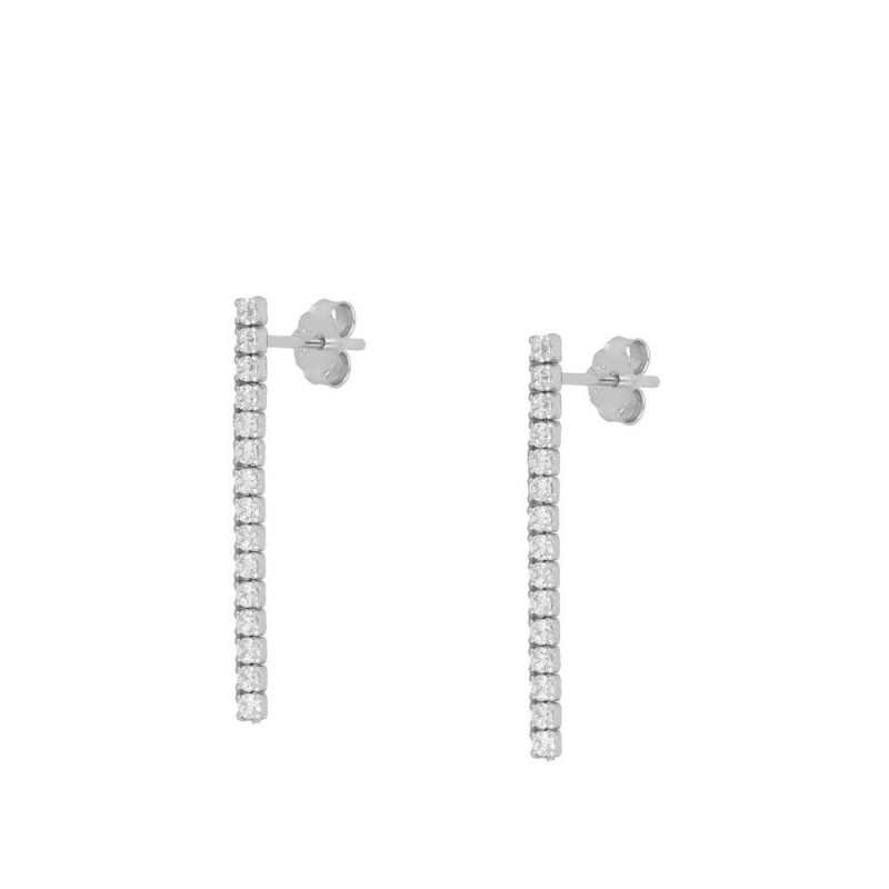 PENDIENTE RIVIERE CZ BLANCA LARGO 3CM - PLATA RODIADA
