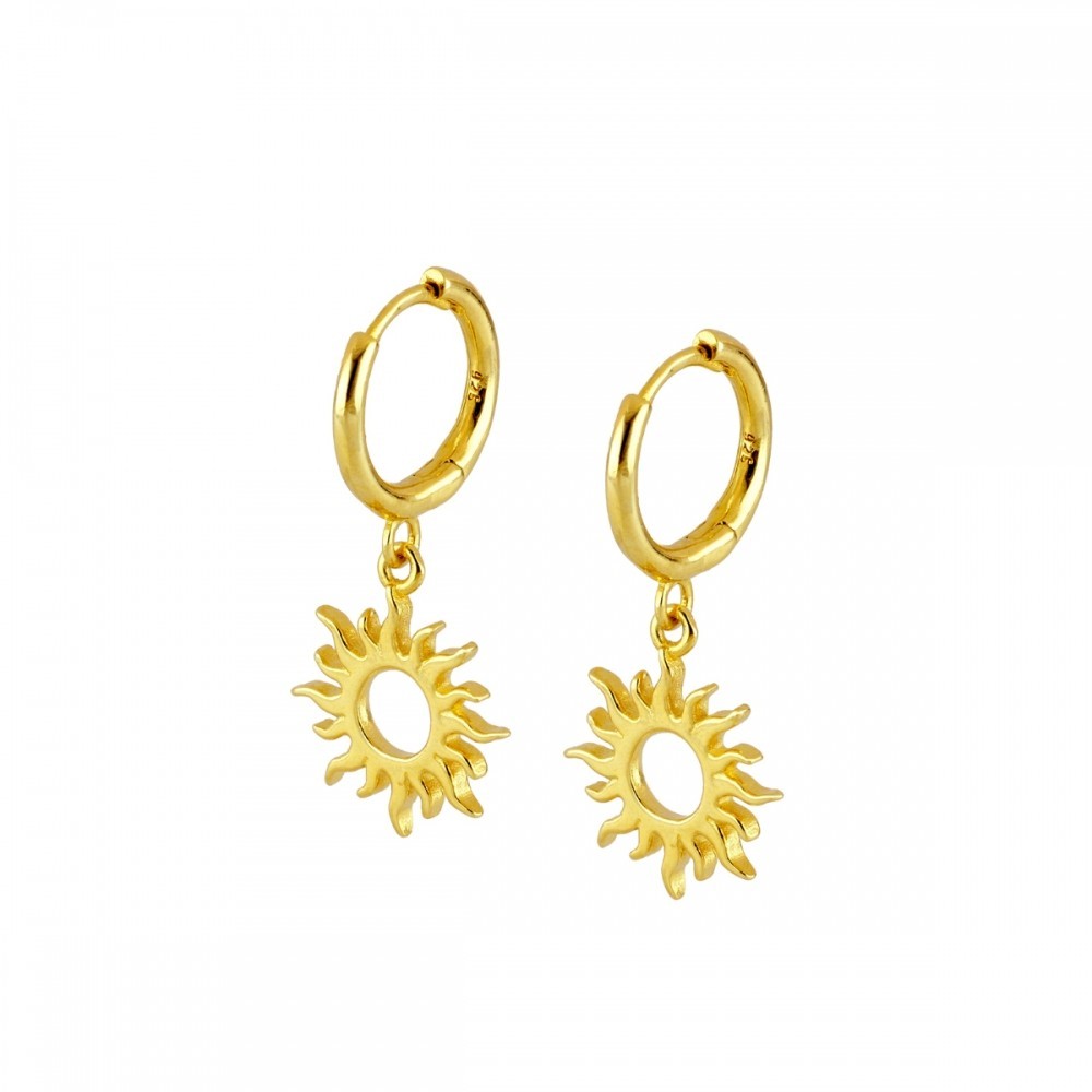 PENDIENTES "SOL RADIANTE" DE PLATA 925 BAÑADA EN ORO