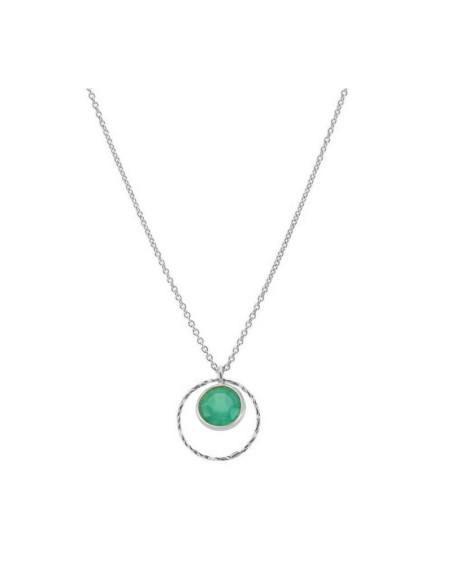 COLLAR COLGANTE DE PLATA RODIADA CON PIEDRA CALCEDONIA VERDE