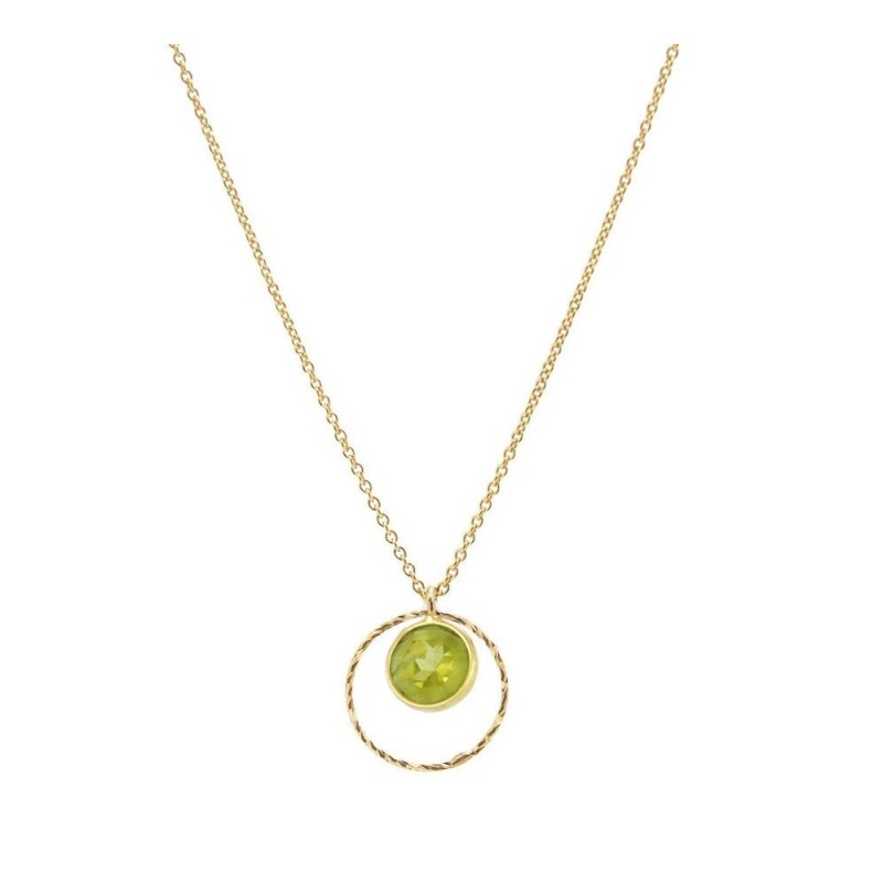 COLLAR COLGANTE DE PLATA BAÑADA EN ORO CON PIEDRA PERIDOTO