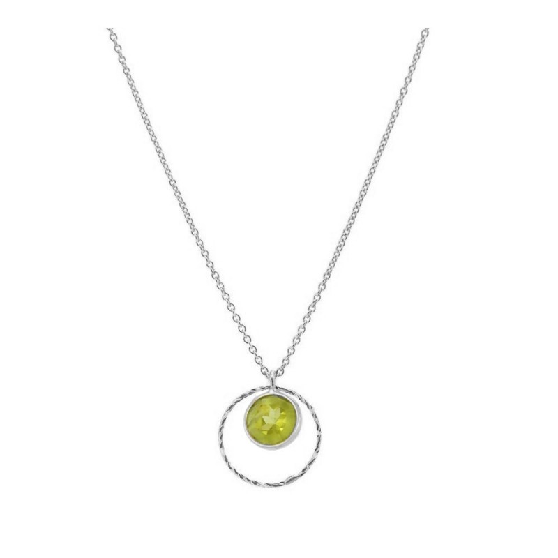 COLLAR COLGANTE DE PLATA RODIADA CON PIEDRA PERIDOTO