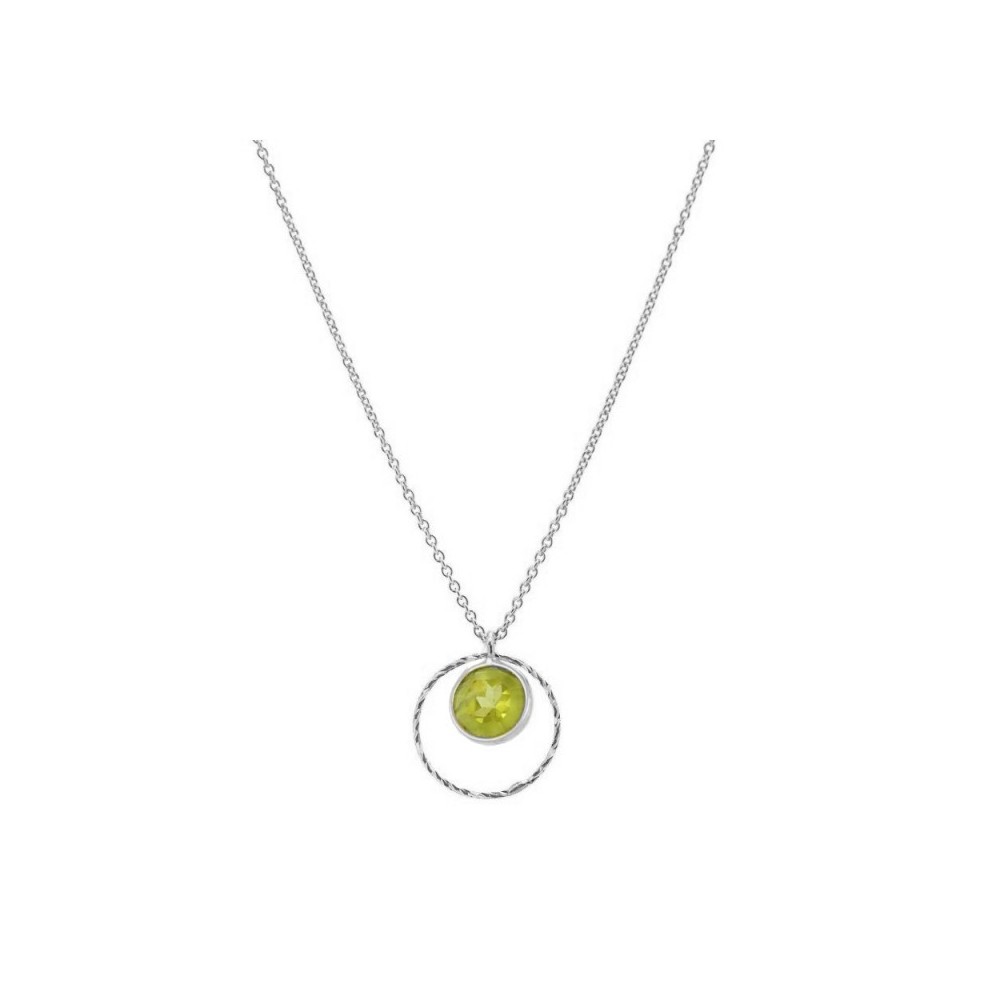 COLLAR COLGANTE DE PLATA RODIADA CON PIEDRA PERIDOTO