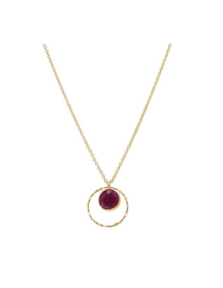 COLLAR COLGANTE DE PLATA BAÑADA EN ORO CON PIEDRA JADE ROJO