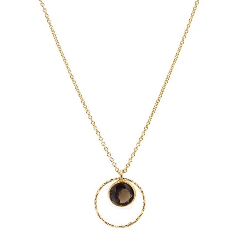 COLLAR COLGANTE DE PLATA RODIADA CON PIEDRA CUARZO AHUMADO