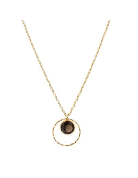 COLLAR COLGANTE DE PLATA RODIADA CON PIEDRA CUARZO AHUMADO