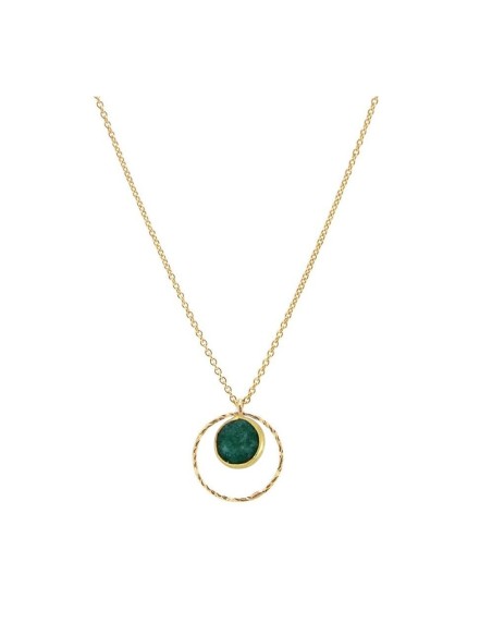 COLLAR COLGANTE DE PLATA BAÑADA EN ORO CON  PIEDRA JADE VERDE