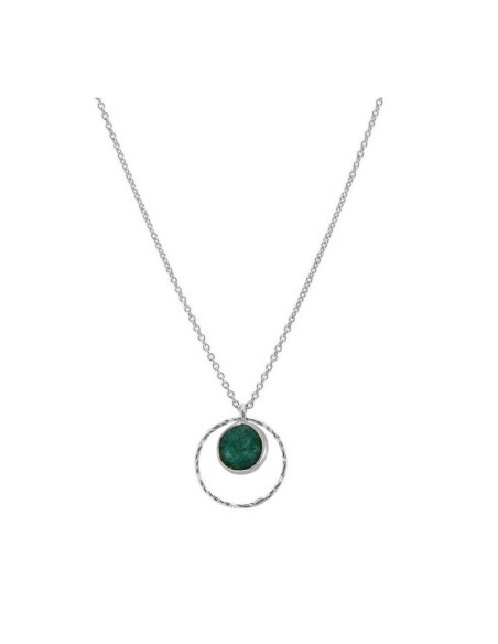 COLLAR COLGANTE DE PLATA RODIADA CON PIEDRA JADE VERDE