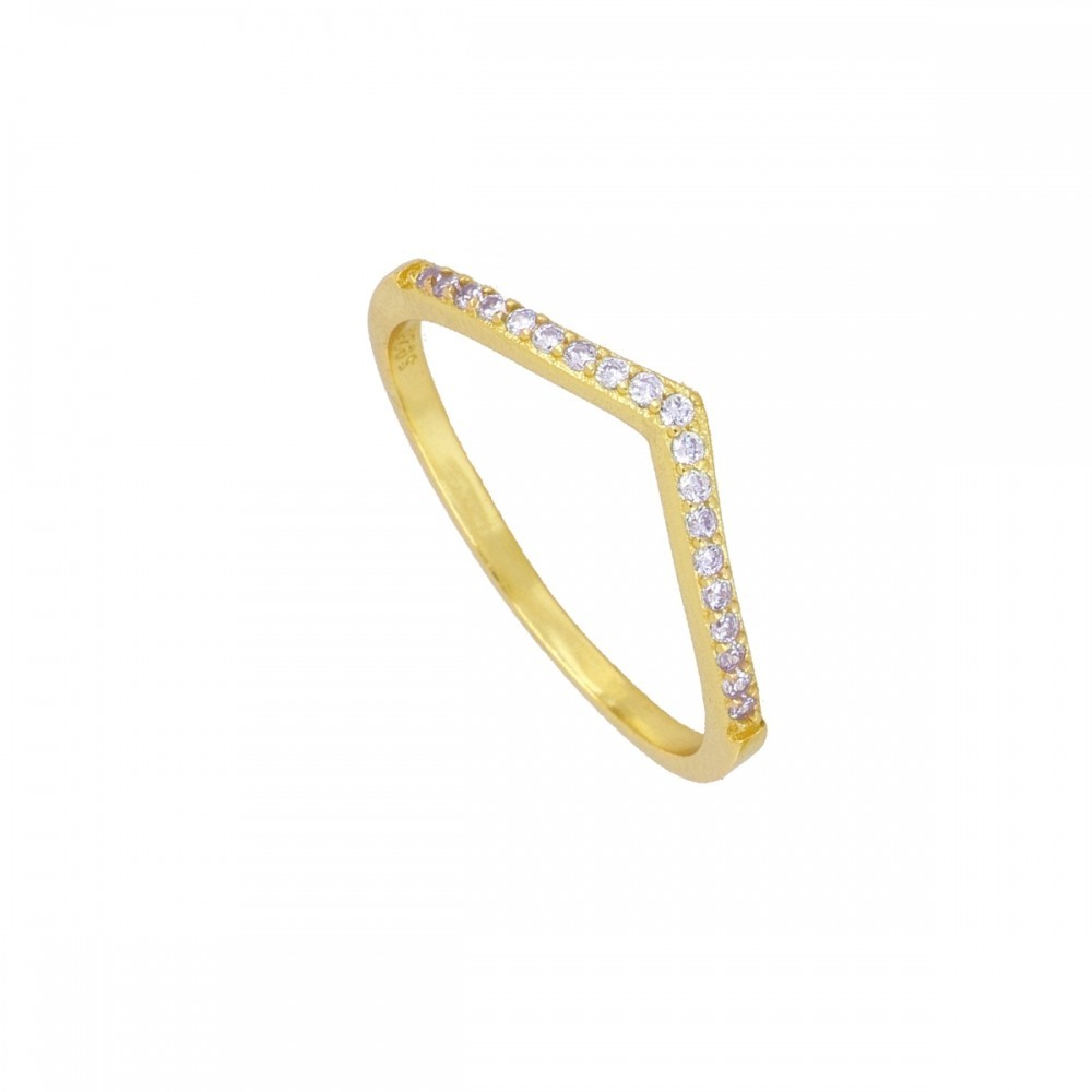 ANILLO CHEVRON DE PLATA 925 BAÑADA EN ORO CON CIRCONITAS | COMBÍNALOS Y BRILLA
