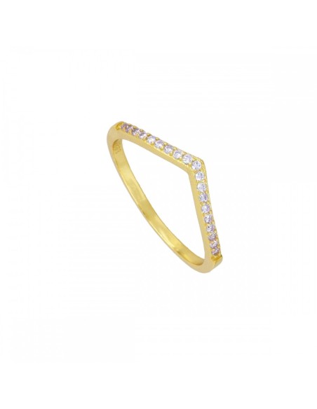 ANILLO CHEVRON DE PLATA 925 BAÑADA EN ORO CON CIRCONITAS | COMBÍNALOS Y BRILLA