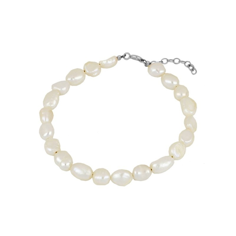 PULSERA TOTAL PERLAS ALARGADAS 6-7MM - PLATA