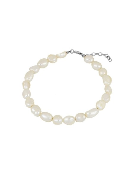 PULSERA TOTAL PERLAS ALARGADAS 6-7MM - PLATA